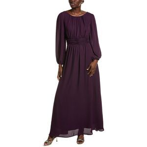 Pascale La Mode Womens  Ruched Waist Maxi Dress, Purple
